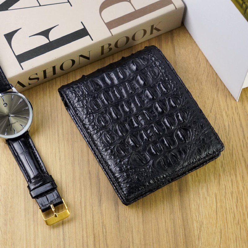 Genuine Crocodile Leather Men's Crocodile Leather Bifold Genuine Leather and