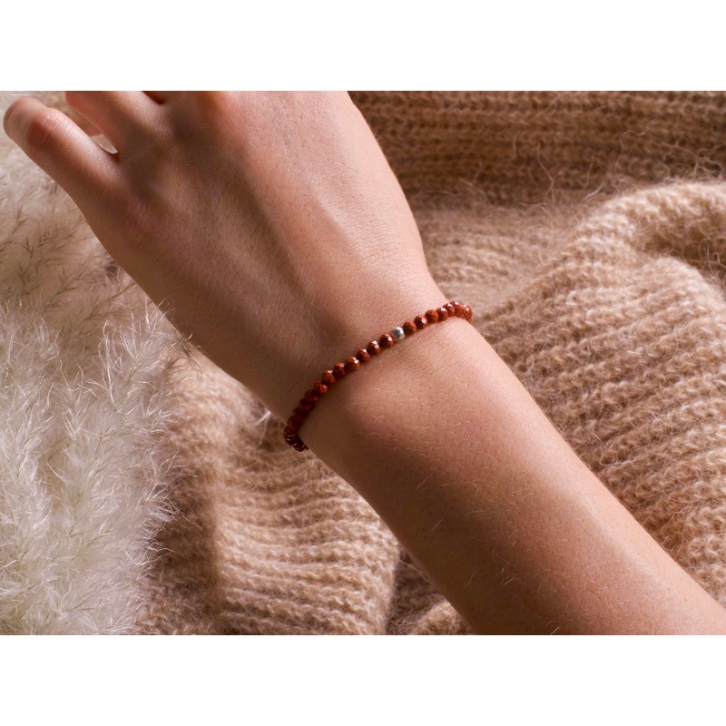 BERGERLIN Genuine Natural Stone Bracelet with 925 Sterling Silver Pearl
