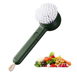 Vegetable Cleaner Brush Fruit Scrubber Brush Good Grip Long Handle Food Cleaning Brush Multifunctional Kitchen Gadgets with Peeler Veggie Wash Brush 2-in-1 (Green)