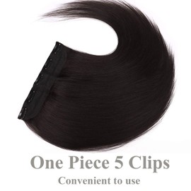 20 inches SEGO One Piece Clip in Remy Real Hair Extensions Human Hair THICK [#1B Natural Black] Hairpieces for Women 3/4 Full Head Straight (95g)