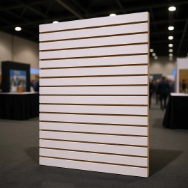 MDF White Slatwall Panel with Wood Frame 4x4 Ft Snap-On Modular Design for Trade Show DisplaysColor: White Color