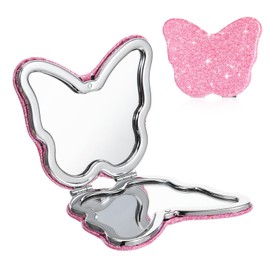 QfwdfcTrenz Double-Sided Cosmetic Mirror for Women Butterfly Mirror Pink Compact Mini Butterflies Pocket Mirrors Portable Travel Mini Makeup Mirrors for Women Home Office