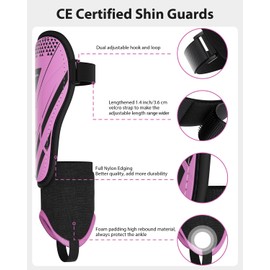 Shin Pads Boys Certified Airsfish Kids Shin Pads with Ankle Protection,High Strength Shin pads,Breathable Non Slip Extended Adjustable Straps,Protective Football Equipment for Boys and Girls