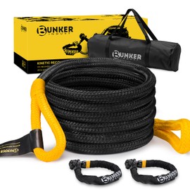 1.25"×20ft Kinetic Recovery Rope with 2 Soft Shackle Kit, 55000lbs Nylon Tow Rope Heavy Duty Snatch Strap Offroad Recovery Kit for 4x4 Jeep Truck ATV UTV SUV