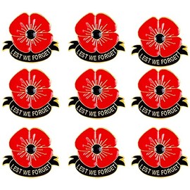 200Pack-Metal Poppy Flower Brooch Pins New Lest We Forget Pins Veterans Day Poppies Bulk Memorial Day Remembrance Day lapel pin Souvenir Gifts