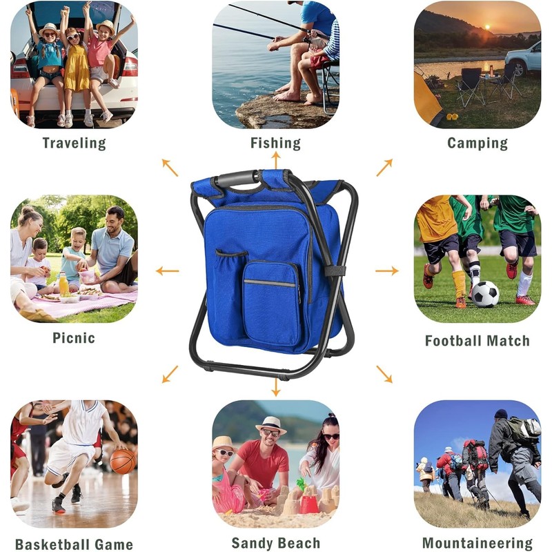 Kikerike Backpack Stool Cooler Chair Heavy Duty 300 LBS Max