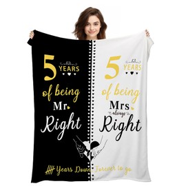 Fenreen 5th Wedding Anniversary Blanket Gifts for Wife Her Wedding Gifts for Couples 5th Anniversary Romantic Gift for Him 5th Wedding Anniversary Gift