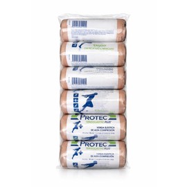PROTEC | Venda Elástica Tensolastic de Alta Compresión de 10cm x 5m | 6 pack
