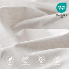 BISELINA French Linen Pleated Bed Skirt, 18" Tailored Draped Natural Linen-Cotton Blend Basic Dust Border Soft Comfort Farmhouse Bedding (18" Queen, White)