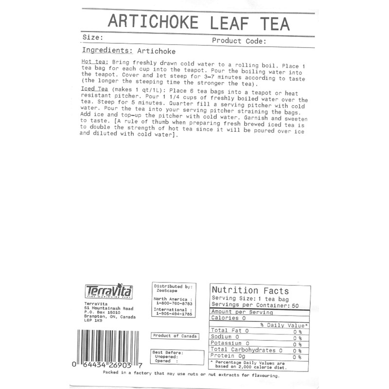 Artichoke Leaf Tea (Loose) (4 oz, ZIN: 426910)