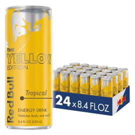 Red Bull Yellow Edition Energy Drink, Tropical, with 80mg Caffeine plus Taurine & B Vitamins, 8.4 Fl Oz, Pack of 24 Cans