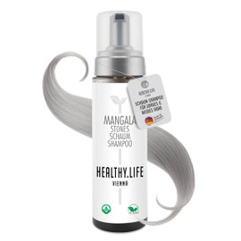 HLV - Farbauffrischendes Schaum Shampoo für graues & weißes Haar, Grauauffrischung & Weißhaar Abdeckung - Vegan, dermatologisch getestet - Farbschaumshampoo für strahlenden Grauton - Haarshampoo 200ml