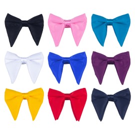 Lovacely Pajarita de seda satinada de gran tamaño para hombre, color liso, formal, esmoquin grande, B- Lago Azul, Talla única
