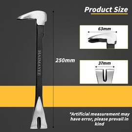 Precision Iron Nail Iron Crowbar Nail Slots Chisel Scraper Crowbar Made of Forged Carbon Steel 250 mm Bend-Resistant