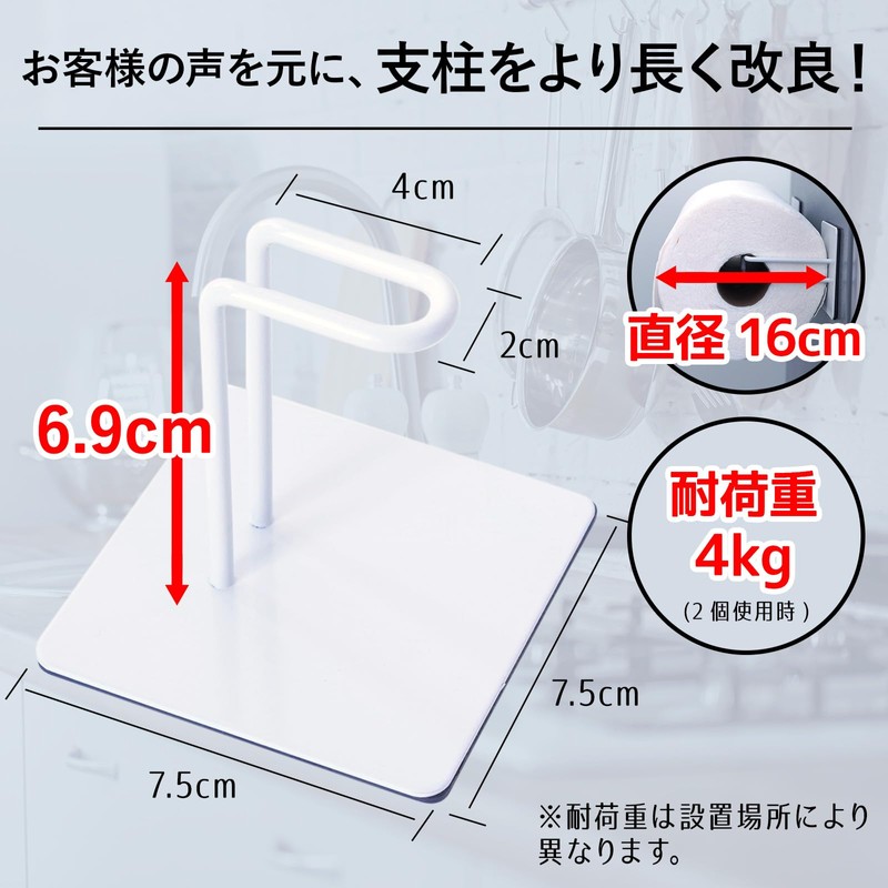 issiki Kitchen Paper Holder, Magnet, Stainless Steel, Vertical and Horizontal,