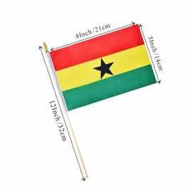 Ckexin 25Pack Small Ghana Flag Handheld Mini Ghanaian Flags on Stick 5x8 Inch