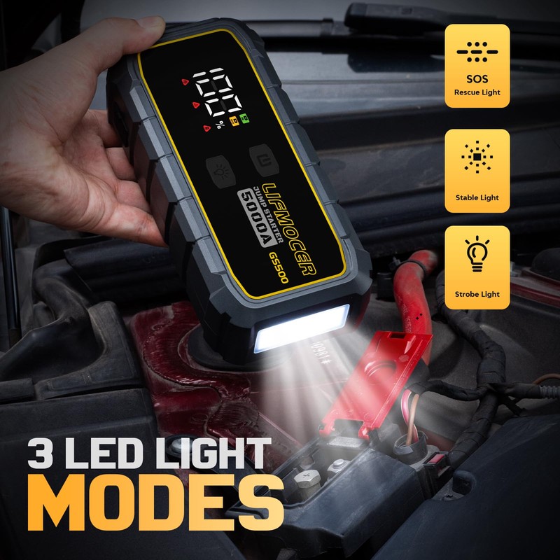 LIFMOCER GS500 Car Jump Starter - 5000A Car Battery Jump