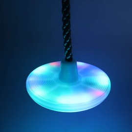 LED Disc Swing Seat Climbing Rope with Platforms Swing Set Outdoor Backyard Playground Accessories Multicolored