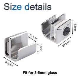 INCREWAY Glass Door Knob, 6pcs Stainless Steel Door Handle No Drilling Door Clips Clamps Pulls Handles Knobs for 3-5mm Glass Door