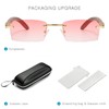 LumiSyne Rectangular Rimless Sunglasses Men Women Wooden Ironing Colour Gradient