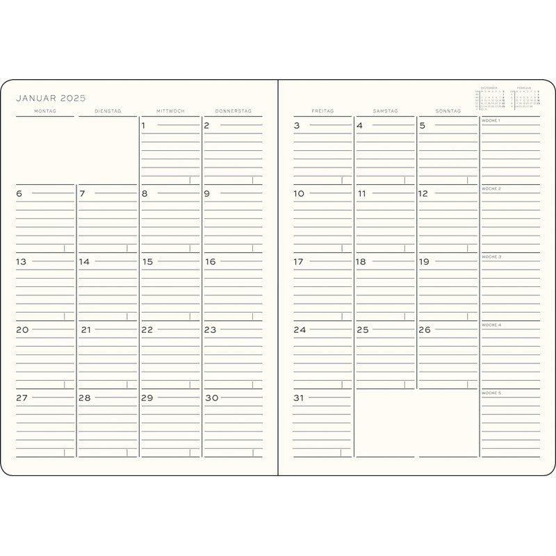 LEUCHTTURM1917 370602 Monthly Planner & Notebook 2025, Composition B5 Softcover