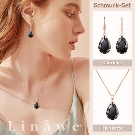 Linawe Jewellery Set, Bridal Jewellery, Wedding Jewellery, Women's Earrings Hanging and Pendant Chain Necklace, Available in Silver, Gold and Rose Gold, Rose Gold Copper Gemstone, Created Zircon