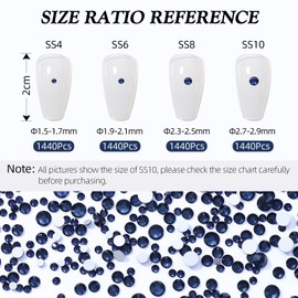 Meibite Montana Flatback Rhinestones, Glass Rhinestones for Nail Art and Craft, Glue Fix, Loose Crystal Gemstones(Montana, SS8, 1440pcs, 2.3-2.5mm)