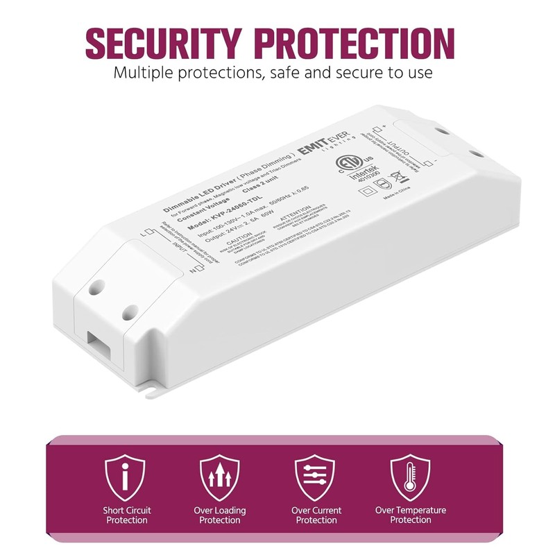 EMITEVER 60W Triac Dimmable LED Driver,Power Supply,AC 120V to DC
