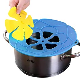 Sprint4deals Silicone Spill Stopper Lid – Reusable Boil Over Safe Guard for Pots, Pans & Cookware – Heat-Resistant Kitchen Gadget Cover (Blue)