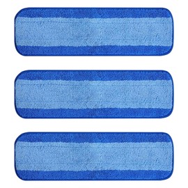 3Pack Mop Refill Pads, Microfiber Cleaning Pads Compatible with Bona Mop, 18 Inch Washable Reusable Replacement for Mopping Floor, Wet & Dry Use