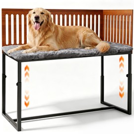TIEBOLA Bedside Dog Bed 41"x18", Adjustable Height Metal Frame with Soft Cushion for Small Medium Dogs.