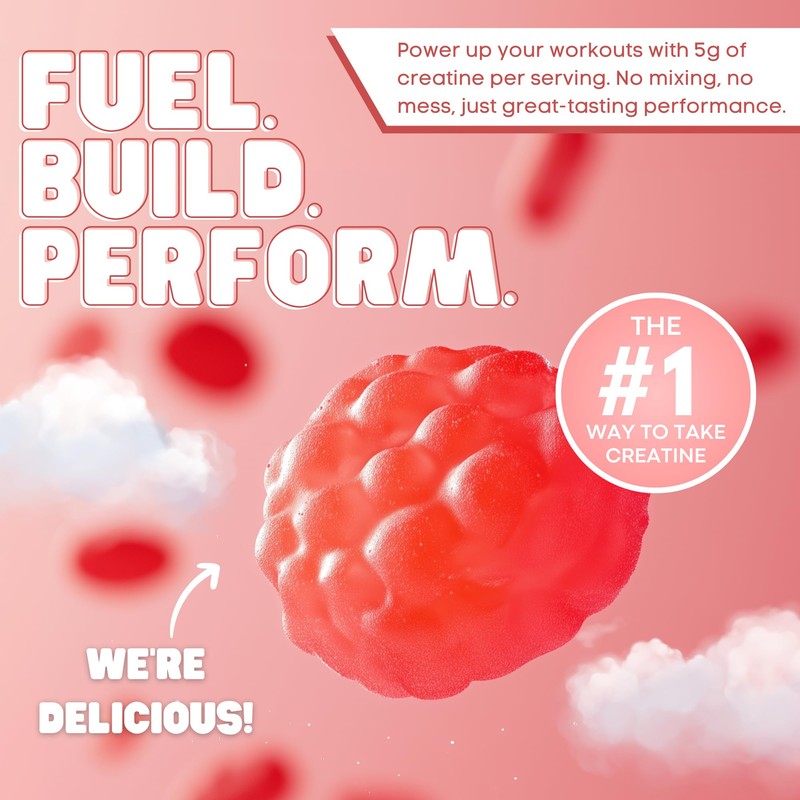 Creatine Monohydrate Gummies for Men & Women, 5g Creatine Per