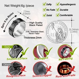 FaithHeart Stainless Steel Spinner Ring for Men Boys Celtic Knot Anxiety Ring Templar Knight Ring Star of David Star Ring with Gift Box Partner Ring Wedding Ring for Birthday Valentine's Day,