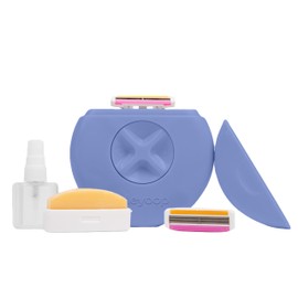 ALLEYOOP Alleyoop Portable Travel Razors For Women - Perfect For Touch Ups On-The-Go - Includes Refillable Blades, Moisturizing?Bar & Water Spray Bottle - Safe For All/Sensitive Skin Types (Periwinkle)