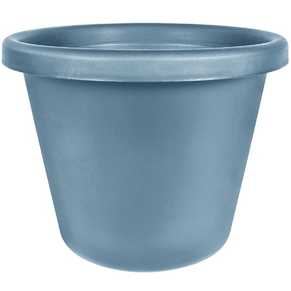 The HC Companies 24 Inch Round Classic Planter - Large Plastic Plant Pot for Indoor Outdoor Plants Flowers Herbs, Slate Blue