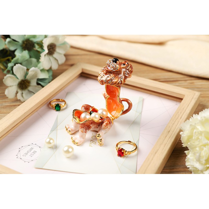 Janshe Cul Cute Lion Trinket Boxes Hinged Hand-Painted Jewelry Box