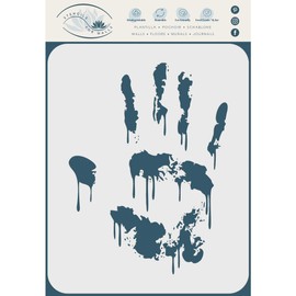 Bloody Handprint Stencil, 8.5 x 11 inch (L) - Human Hand Print Dripping Liquid Slime Wall Stencils for Painting Template