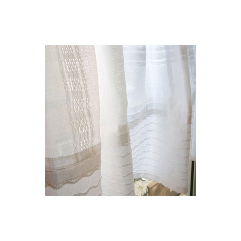 SunnyDayFabric Patchwork Cafe Curtain Off White Approx. 47.2 inches (120