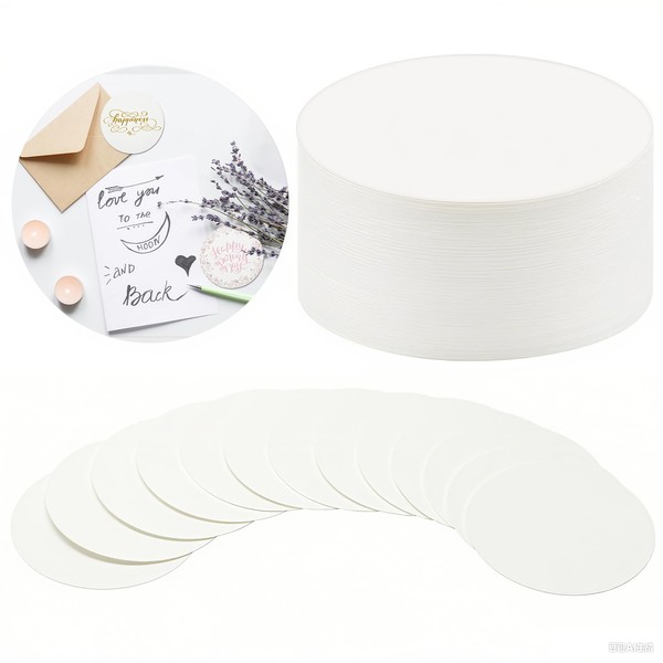 AmazingSpark 100 Pieces Round Blank Cards 3" Kraft Paper Cardstock
