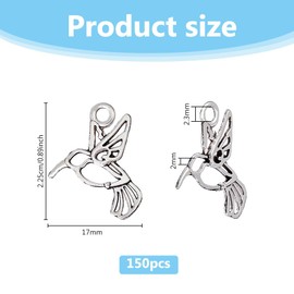 DICOSMETIC 150Pcs Alloy Hummingbird Charms Small Bird Charms Antique Silver Bird Animal Charms Tibetan Metal Animal Charms for DIY Jewelry Making, Hole: 2.3mm
