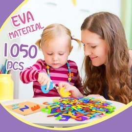 Natonhi 1050Pcs Letter Stickers Foam Letter Stickers,10 Colors Self Adhesive A-Z Alphabet Stickers Craft Supplies Stickers for Kids School Project Party Decorations（1.1x 0.9 in）