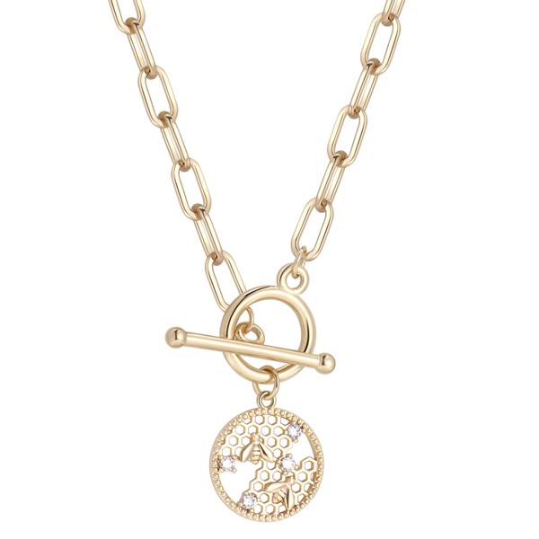 DoreenBox Paperclip Chain Necklace for Women, 18K Gold Plated Paperclip