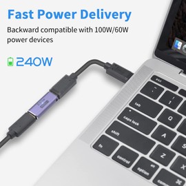 Poyiccot USB C Relay Adapter, Female to Female USB Type C Extension Adapter, 240W Rapid Charging, 40Gbps High Speed Data Transfer and 8K @ 60Hz Video Output, USB C Extension Connector, LED Light,