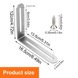 Pack of 2 Stainless Steel Angle Brackets, 90 Degree Right Angle Bracket Angle with Slotted Hole L-Shape Right Angle Connector Stainless Steel Angle Connector Beam Angle for Shelf Bracket, Corner Shelf