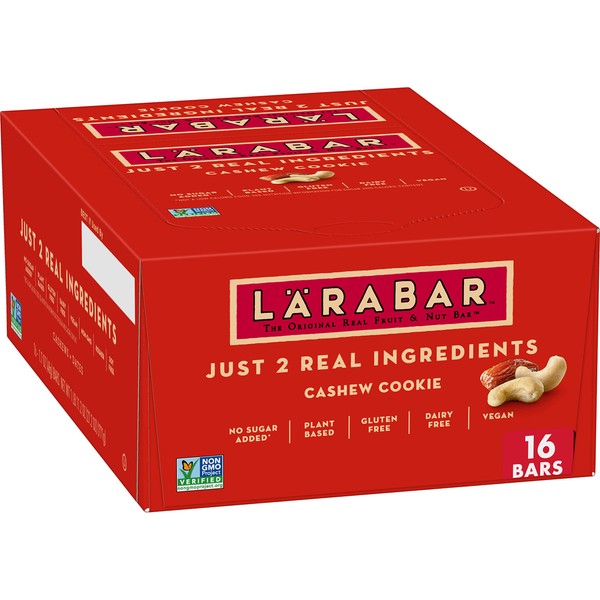 Larabar Cashew Cookie, Gluten Free Vegan Fruit & Nut Bar, 1.7 oz Bars 16 Ct