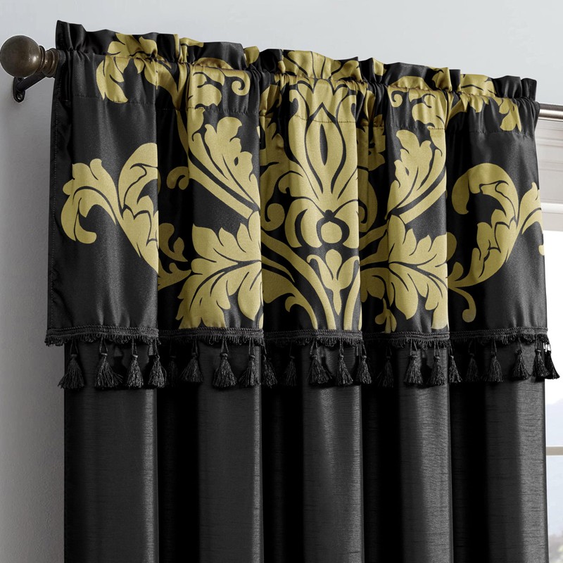 Chezmoi Collection Royale 4-Piece Jacquard Floral Window Curtain/Drape Set with