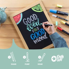 SECURIT Chalkstar - Pack of 4 White Liquid Chalk Markers for Blackboard, Chalkboard, Window, or Glass - Round 1-2 mm Nibs - Ideal Chalk Pens for Signs and Advertisements