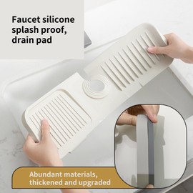 5° Slope Kitchen Sink Faucet Mat, 24 Inch Silicone Faucet Mat for Kitchen Sink, Suitable for Bathroom, Laundry Room and RV,milky white, Guard Behind Fauce t Draining M at