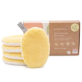 waschies KIDS Wasch-Pads für Babys und Kinder, zur Reinigung nur mit Wasser, wiederverwendbar, hautschonend, supersoft, Made in Germany, Pastel Yellow, 5er Set