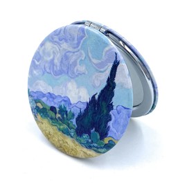 Aeisage Art Gifts for Women Travel Mirror Van Gogh Handheld Mirror Small Cosmetic Compact Mirror Cute Pocket Mirror Design Print Wheat Field and Cypress, Diameter 2.75 inch x 0.4 inch Thickness